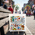 Happy 250 America Doodle Tote Bag, Patriotic USA 1776-2026 250th Anniversary Gift Shopper